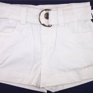 NWT Christie Brooks Girl's White Short Shorts with Belt, Size 8